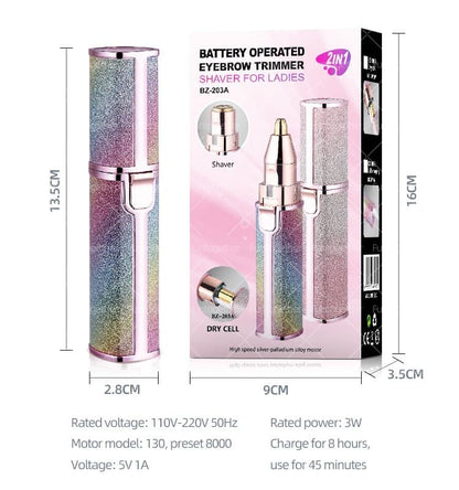 2-in-1 Rechargeable Electric Eyebrow Trimmer & Facial Hair Remover