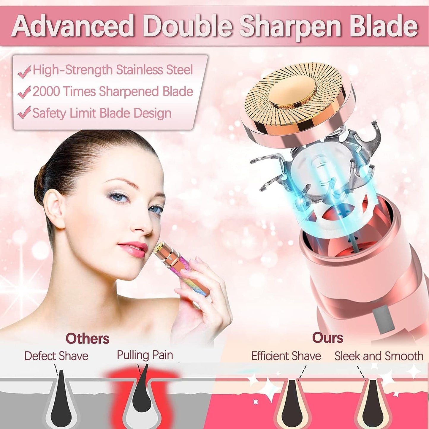 2-in-1 Rechargeable Electric Eyebrow Trimmer & Facial Hair Remover